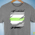 Agender Pride Flag Ripped Reveal Premium Unisex T-Shirt - Grey Heather